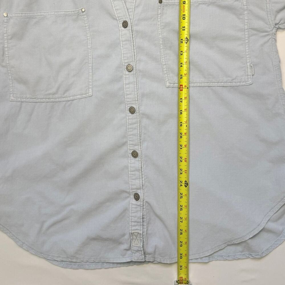 We The Free Corduroy Button Down Shirt Large Oversized Blue Shacket Boho - Picture 12 of 12